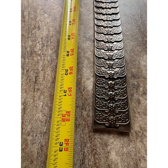 Silver-Toned Elastic Waist Belt Filigree Floral Buckle Rhinestone Goth cosplay - Picture 8 of 8